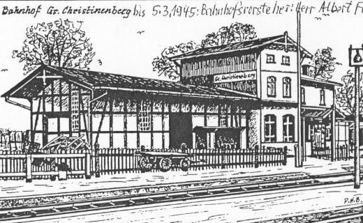 Dworzec kolejowy w Christinenberg z 1945r.