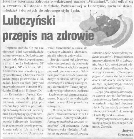 "Lubczyński przepis na zdrowie" - Gazeta Goleniowska