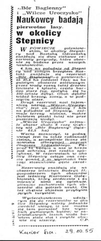 "Naukowcy badają pierwotne lasy" - Kurier Szczeciński z dn. 29.10.1955